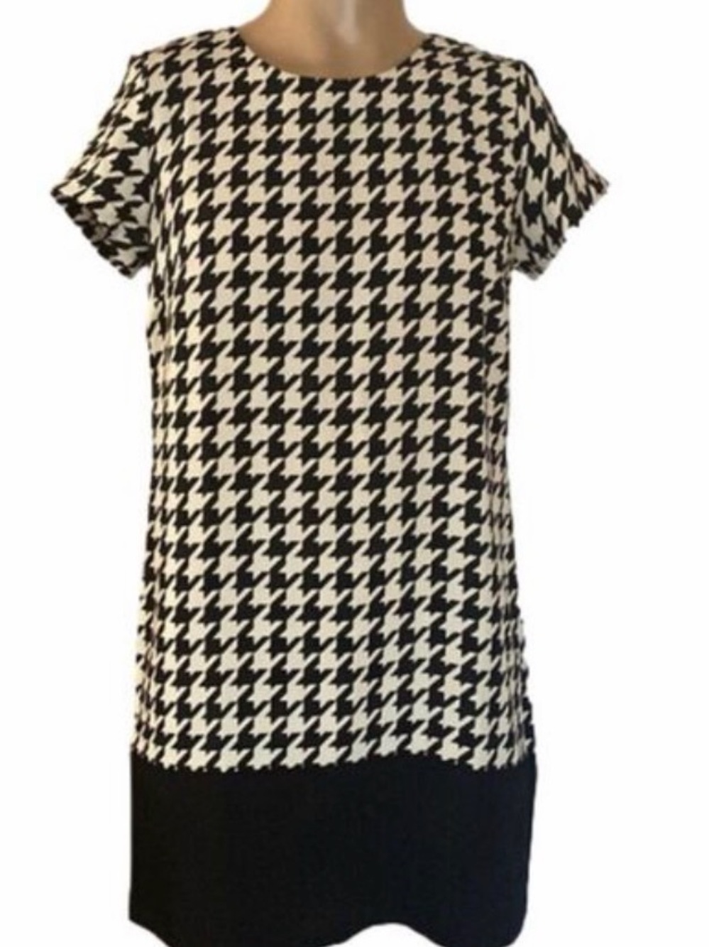 Cynthia Rowley Black & White Houndstooth Asymmetrical Dress